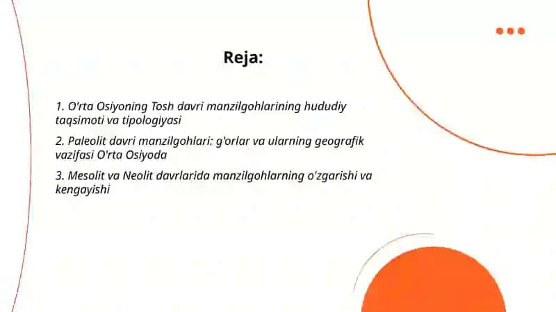 O'rta Osiyoning Tosh davri manzilgohlari Tarixiy Geografiyasi 2