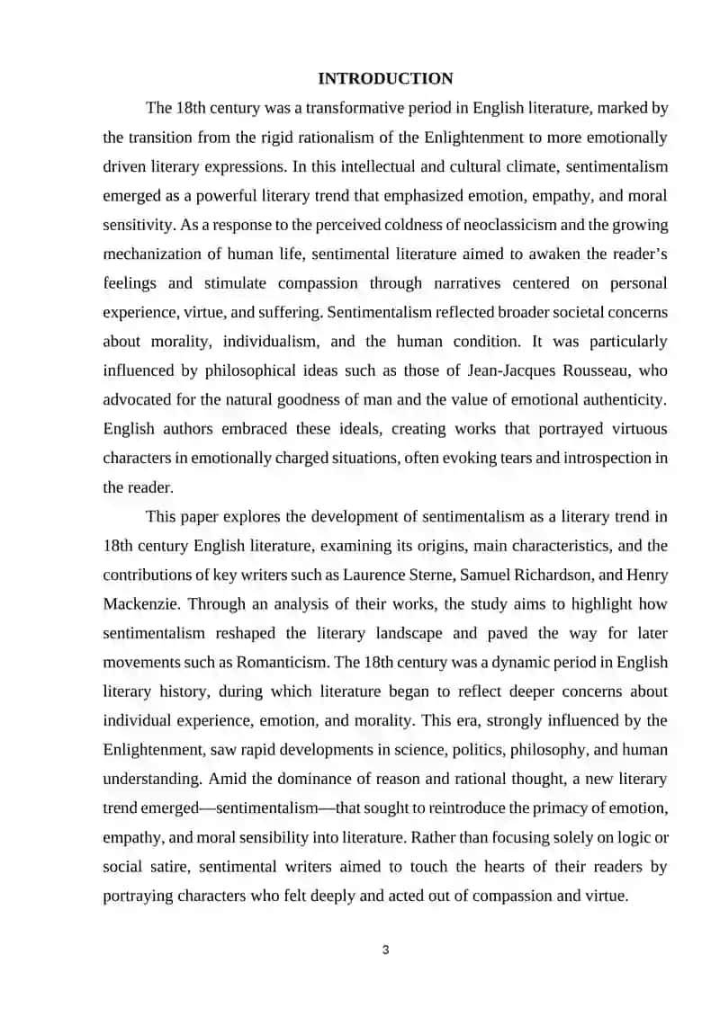 SENTIMENTALISM AS A NEW LITERARY TREND IN 18TH CENTURY ENGLISH LITERATURE 2