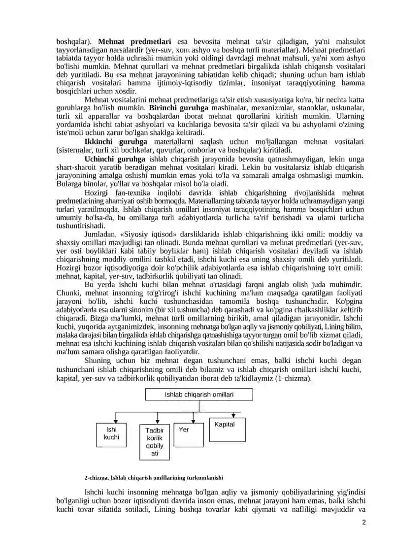 Ishlab Chiqarish Jarayoni va Uning Natijalari 2
