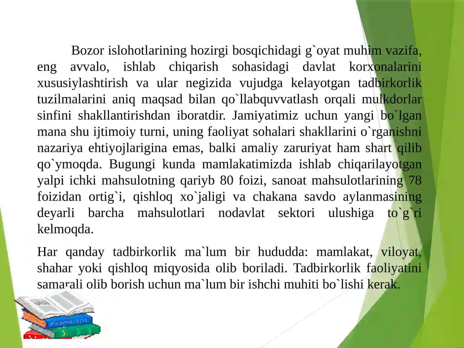 Kichik biznes va xususiy tadbirkorlikni rivojlantirishda yoshlarning o‘rni 2