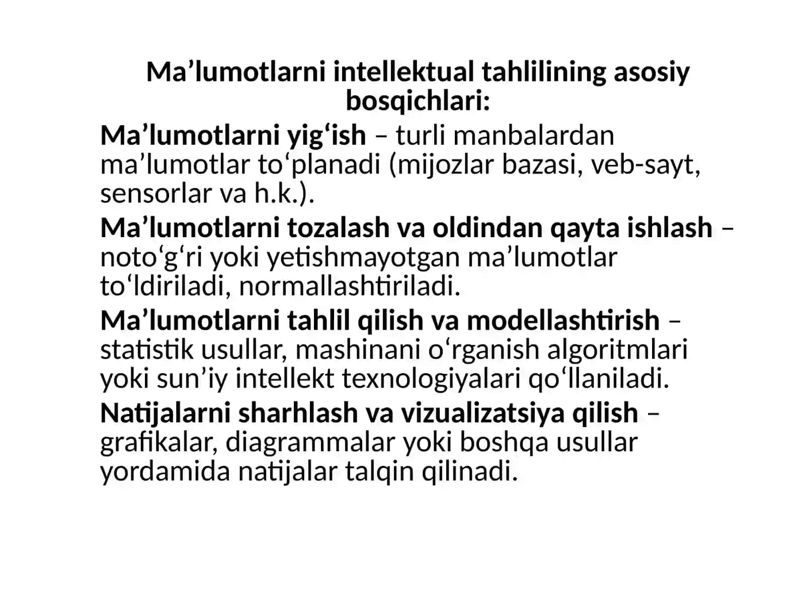 Ma’lumotlarni intellektual tahlili 2