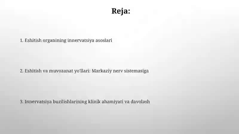 Eshitish organi innervatsiyasining xususiyatlari 2