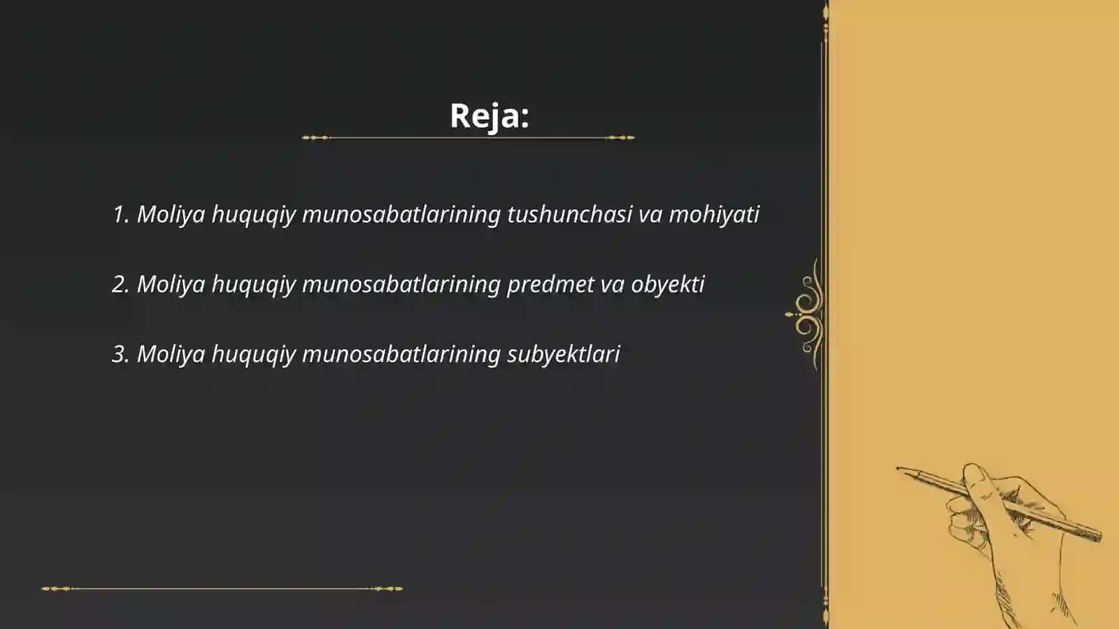 Moliya huquqiy munosabatlar tushunchasi uning oʻziga xos tushunchasi 2