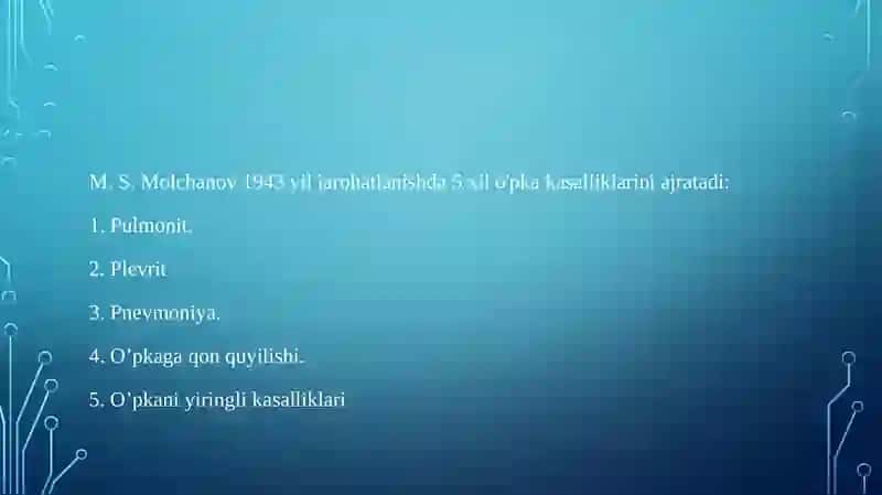 O’qotar qurollardan jarohatlanganda o’pka kasalliklari 2