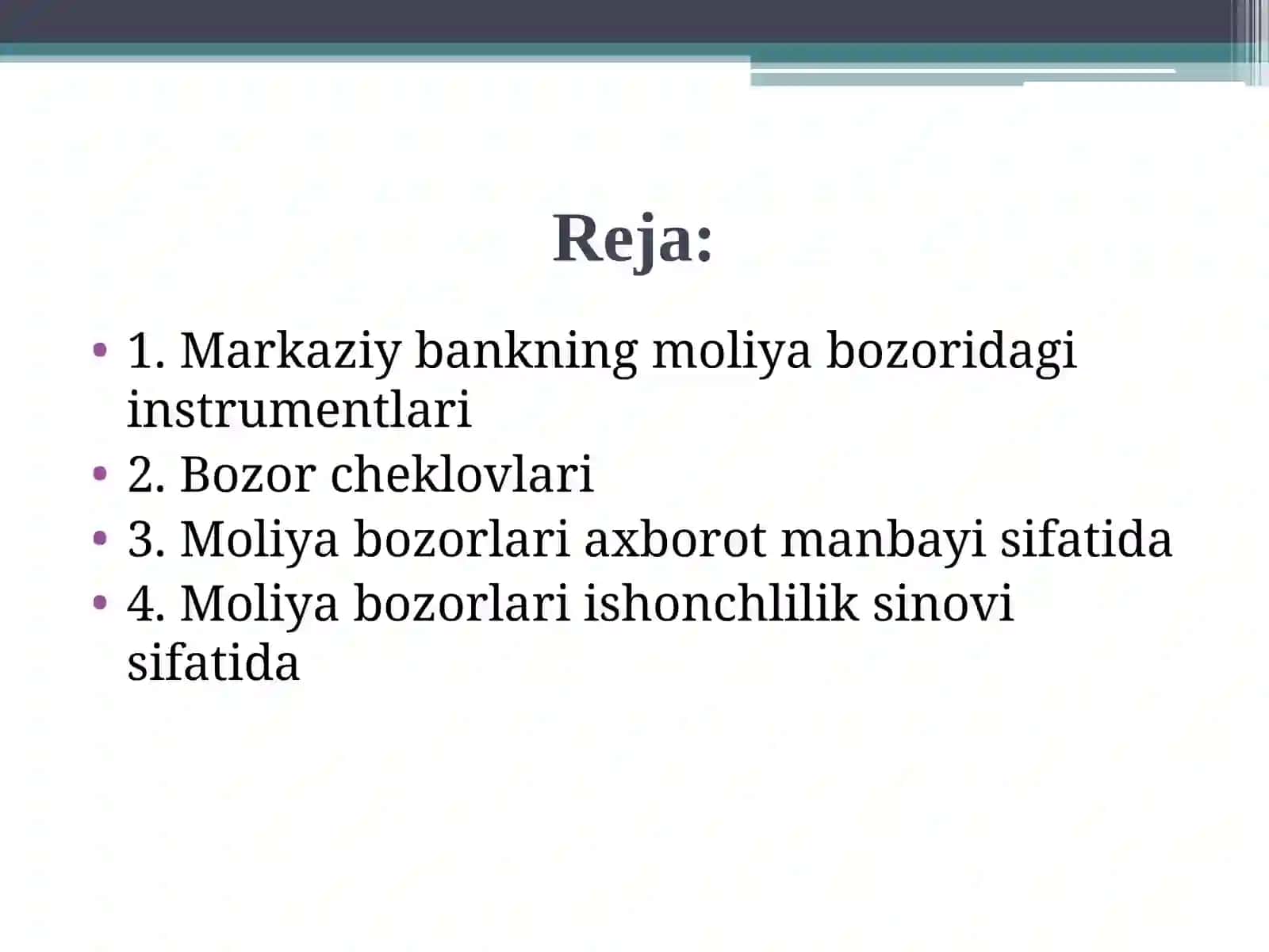 Monetar organlar va moliya bozori 2