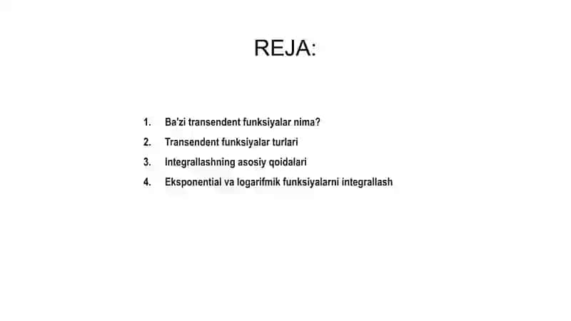 Ba'zi transendent funksiyalarni integrallash 2