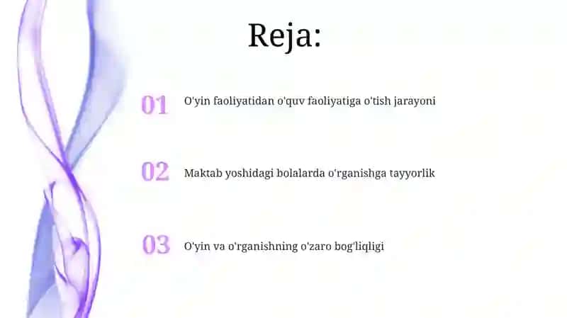 O'yin faoliyatini o'quv faoliyatiga almashish 2