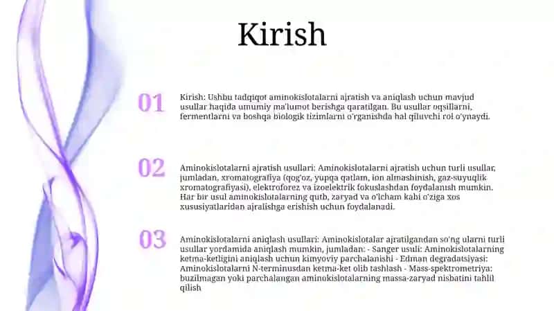 Aminokislotalarni Ajratib Olish VaIdenfikatsiyalashUsullari 2