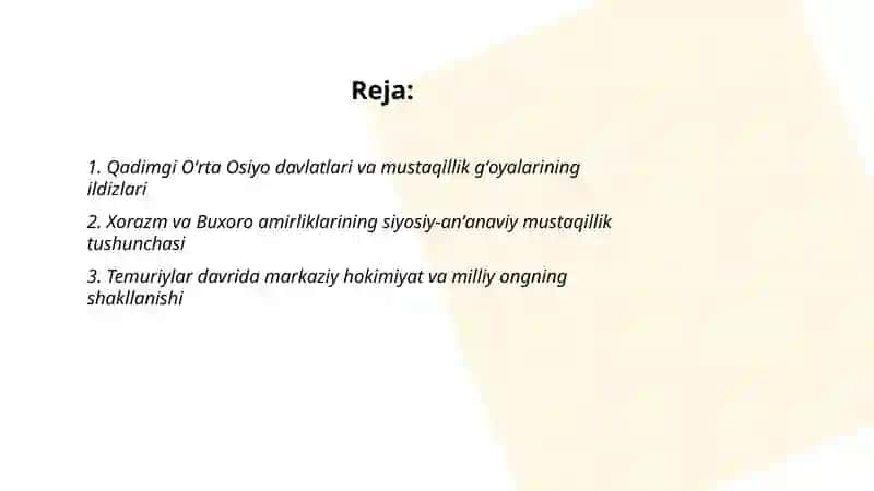 Oʻzbekistonda mustaqillik gʻoyalarining tarixiy asoslari 2