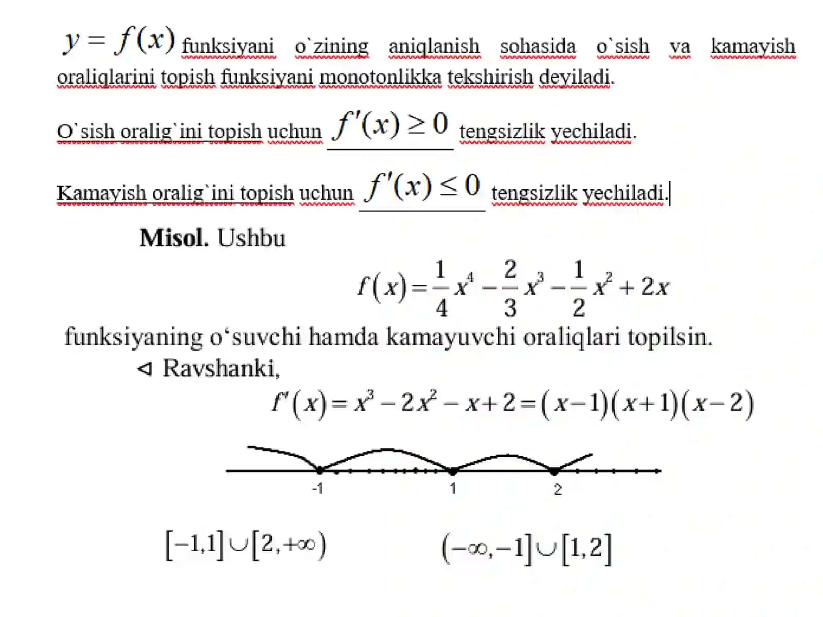 8-mavzu. Differensial hisobning ba’zi tatbiqlari 2