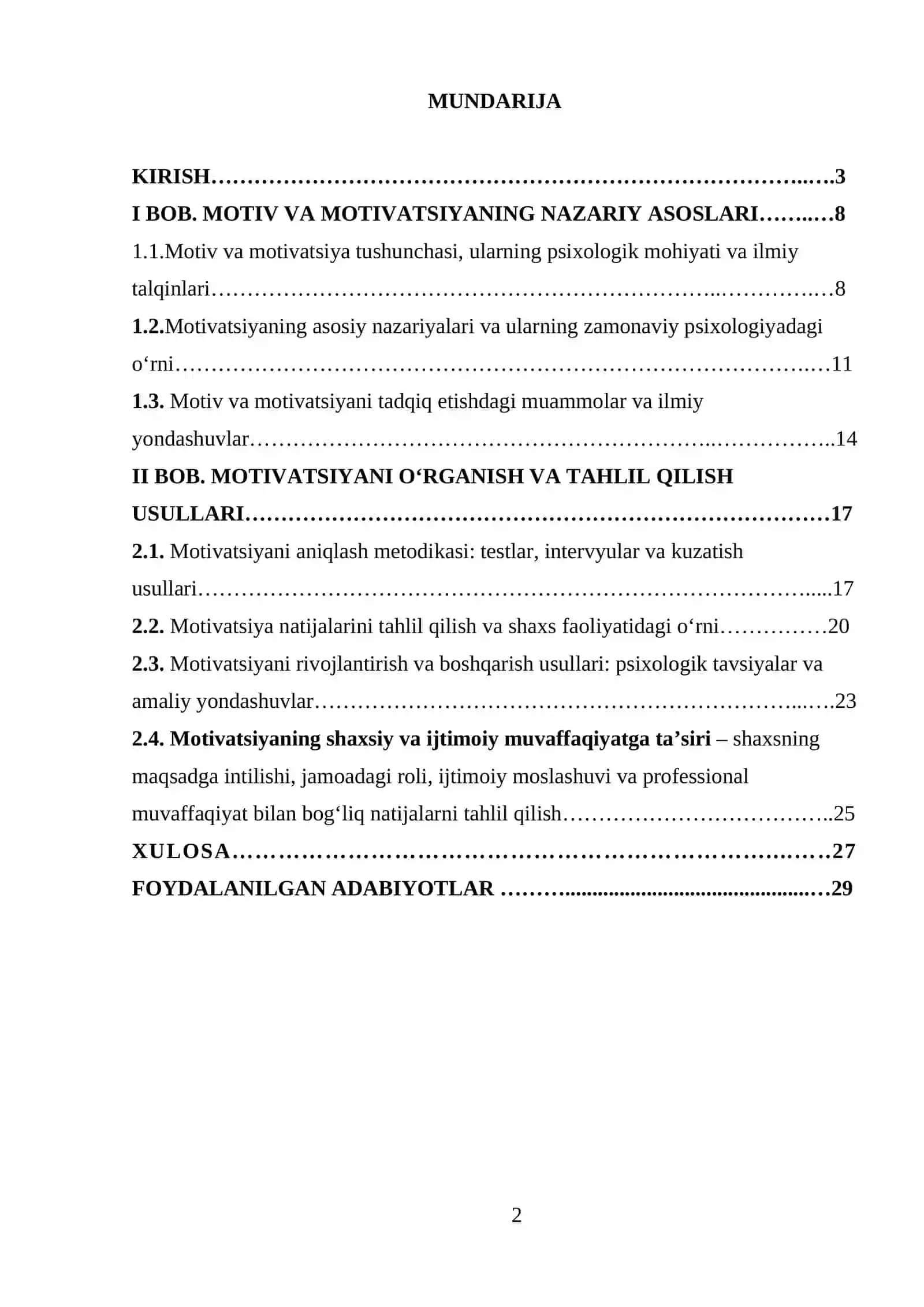 Motiv motivatsiya tadqiq etish muomolari 2