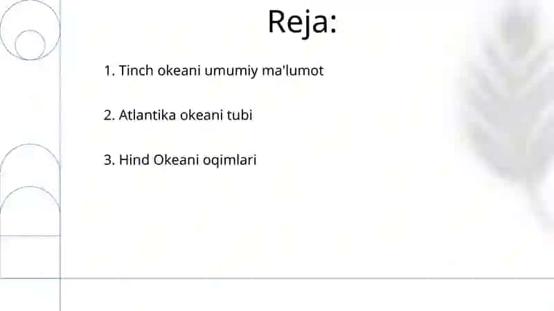Dunyo okeani(Tinch,Atlantika,Hind,Shimoliy Muz)tabiatiga tavsif 2