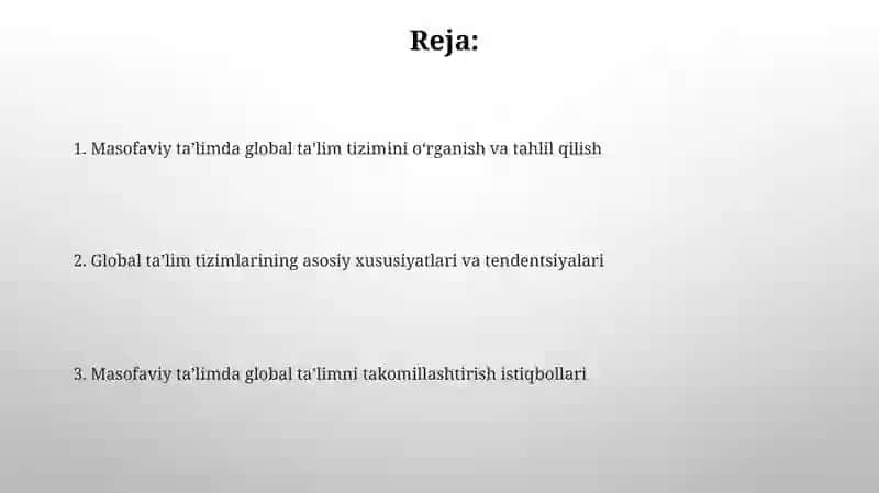 Masofaviy taʼlimda global taʼlim tizimini oʻrganish va tahlil qilish 2