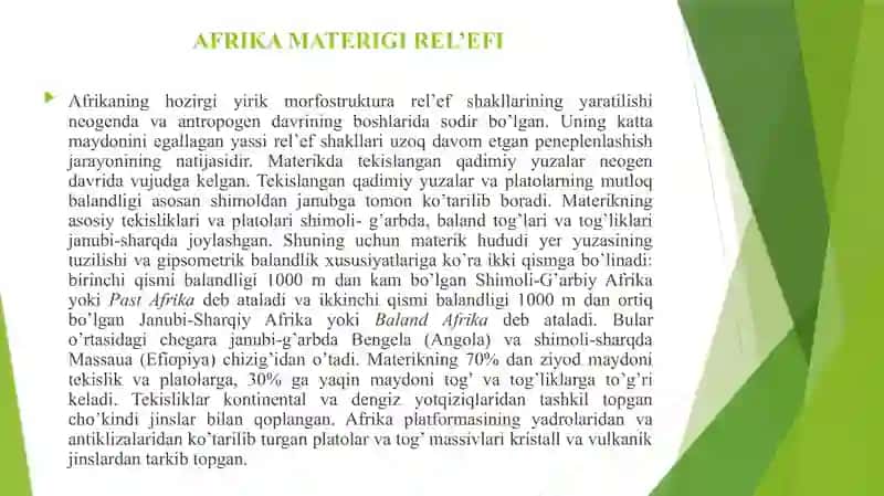 Afrika materigi relyefi, orografiyasi 2