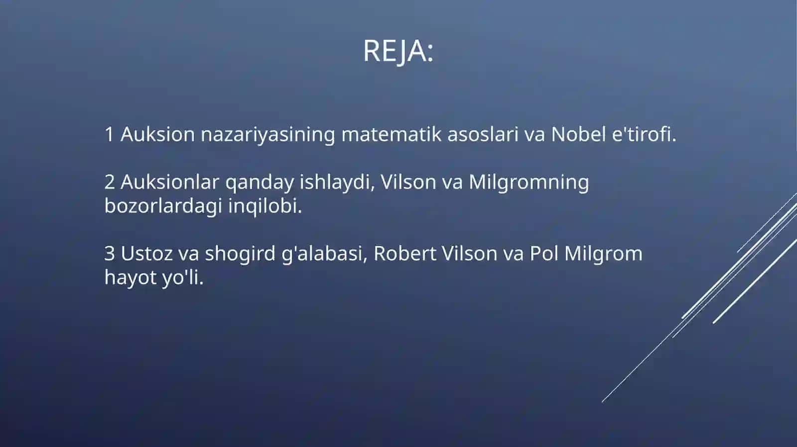 NOBEL MUKOFOTI SOVRINDORLARI ROBERT WILSON VA PAUL MILGROM 2