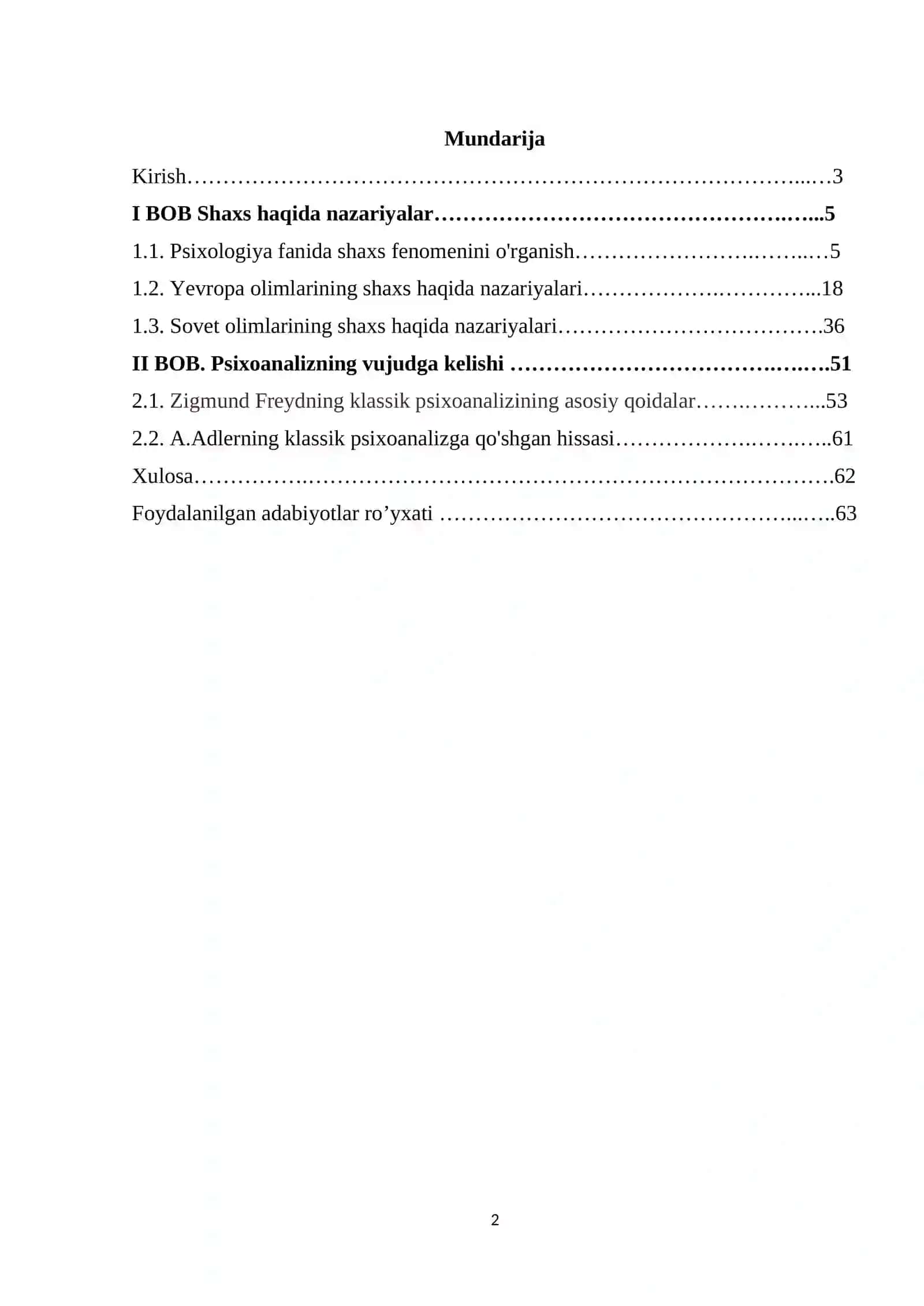 Psixologiya (f.t.b) ta’lim yo’nalishi 171-guruh KURS ISHI 2