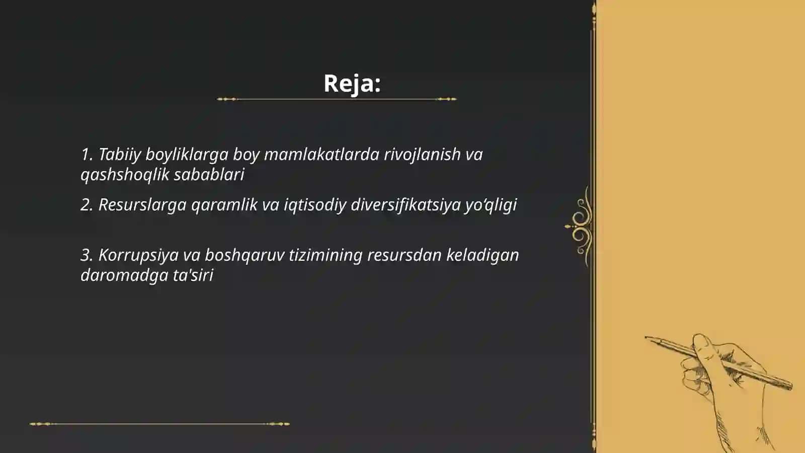 Tabiiy boyliklar: nega baʼzilar rivojlanib, baʼzilar qashshoqlikka botmoqda?” Choriyeva Gulbahor 2