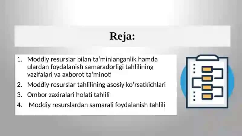 MODDIY RESURSLAR BILAN TA‘MINLANGANLIK VA ULARDAN FOYDALANISH TAHLILI 2