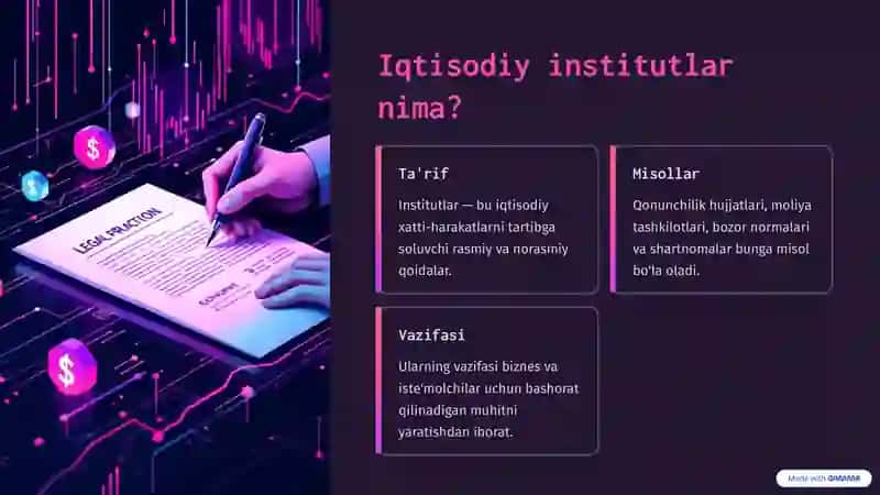 Iqtisodiy siyosatda institutlar va normativ qoidalar 2