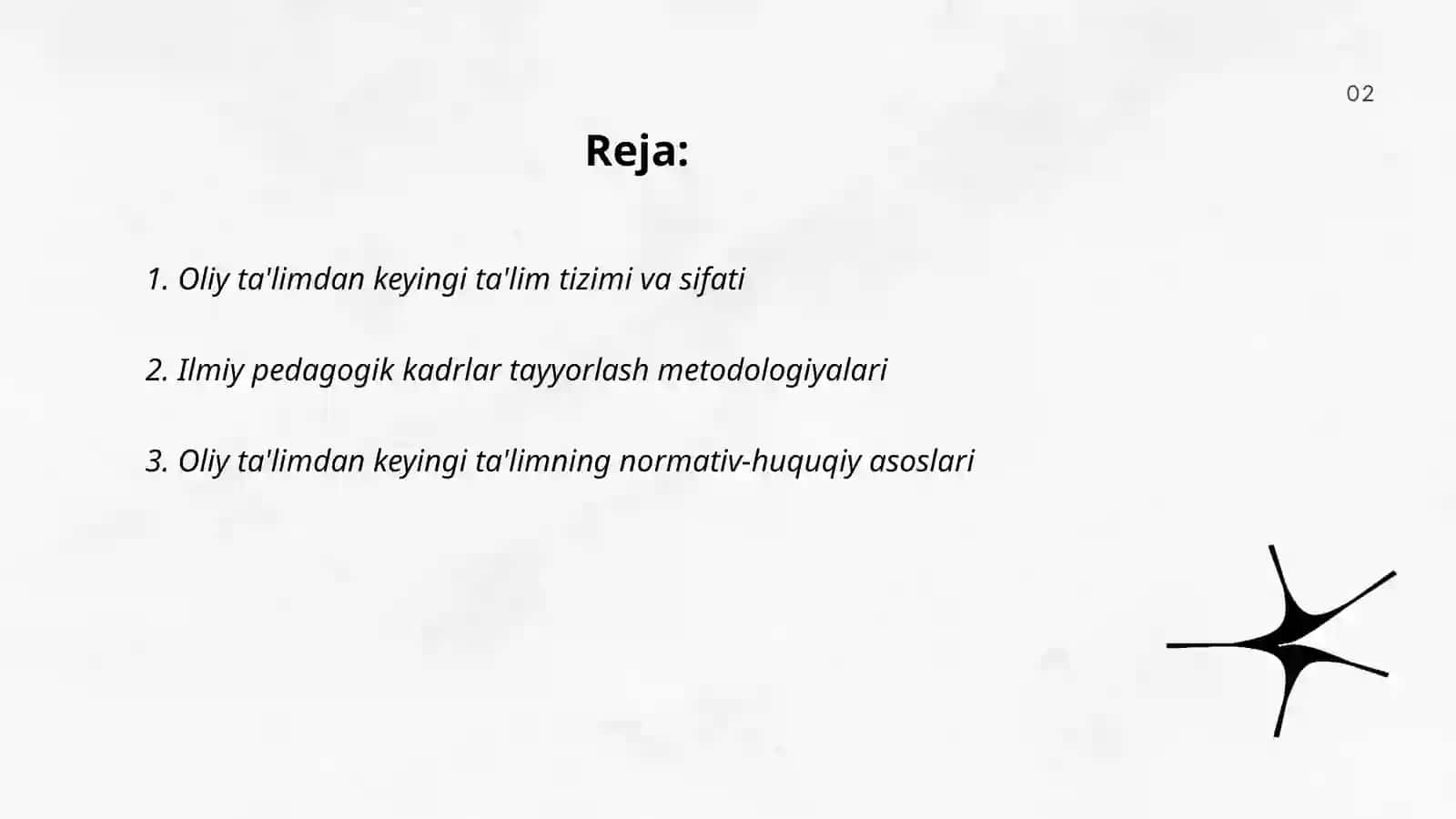 Oliy ta'limdan keyingi talim va ilmiy pedagogik kadrlarni tayyorlash 2