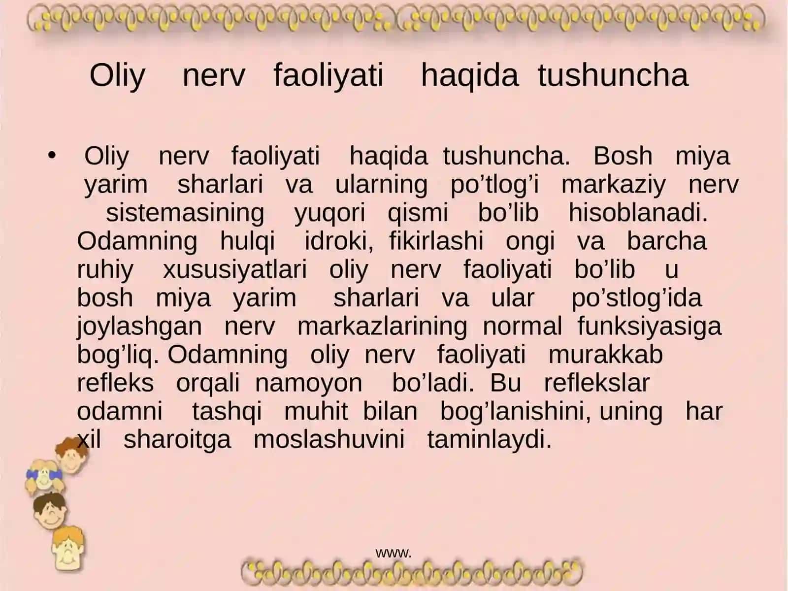 Oliy nerv faoliyati haqida tushuncha 2