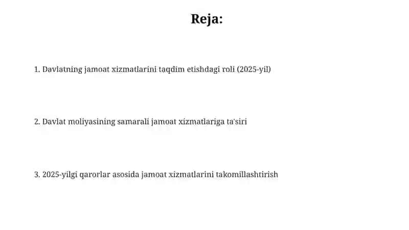 Jamoat xizmatlarini samarali taqdim etishda davlatni ahamiyati 2