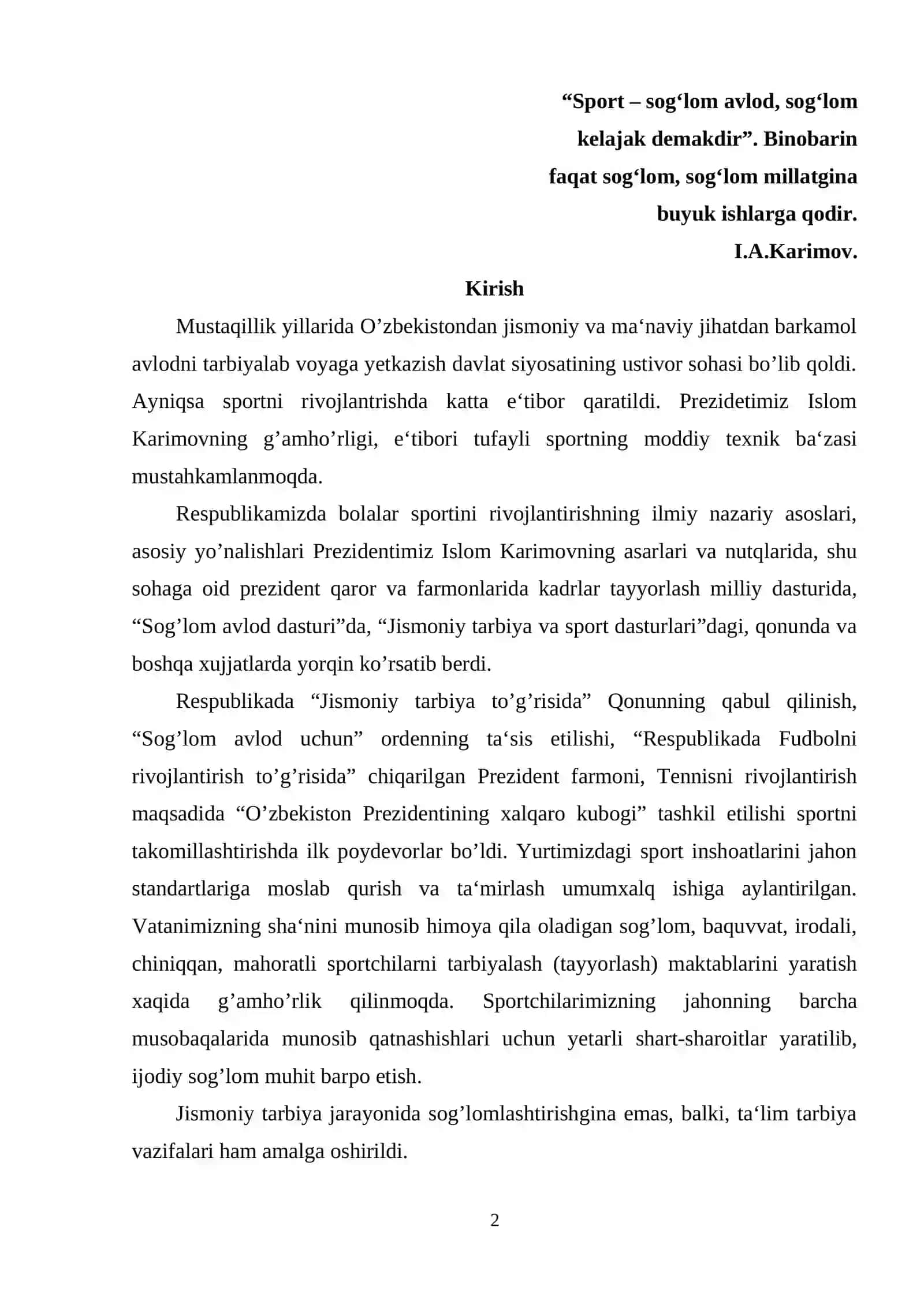 "Oilada bolaga jismoniy tarbiya berishning asoslari" 2
