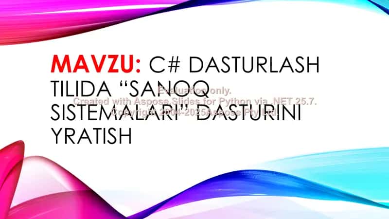 "DASTURLASH ASOSLARI" fanidan kurs ishi 2