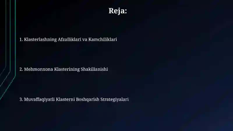 Mehmonxona klasterini shakllantirish 2
