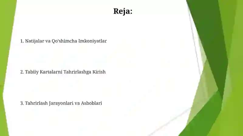 Tabiiy kartalarni tahrirlash 2