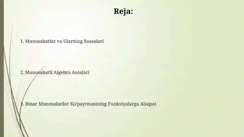 Munosabatlar: Asosiy tushunchalar va ta'riflar 2