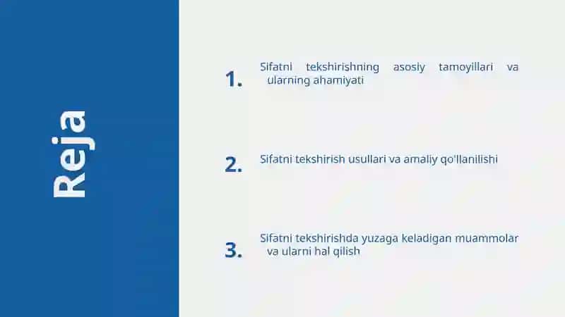Sifatni tekshirish tamoyillari 2
