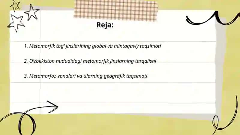 Metomorfik tog‘ jinslarini tarqalishi 2