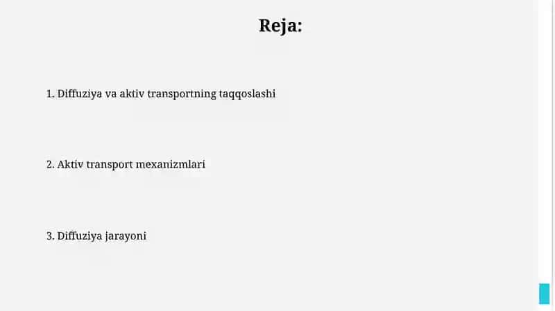 Hujayra ichi transport mexanizmlari: diffuziya va faol transport 2