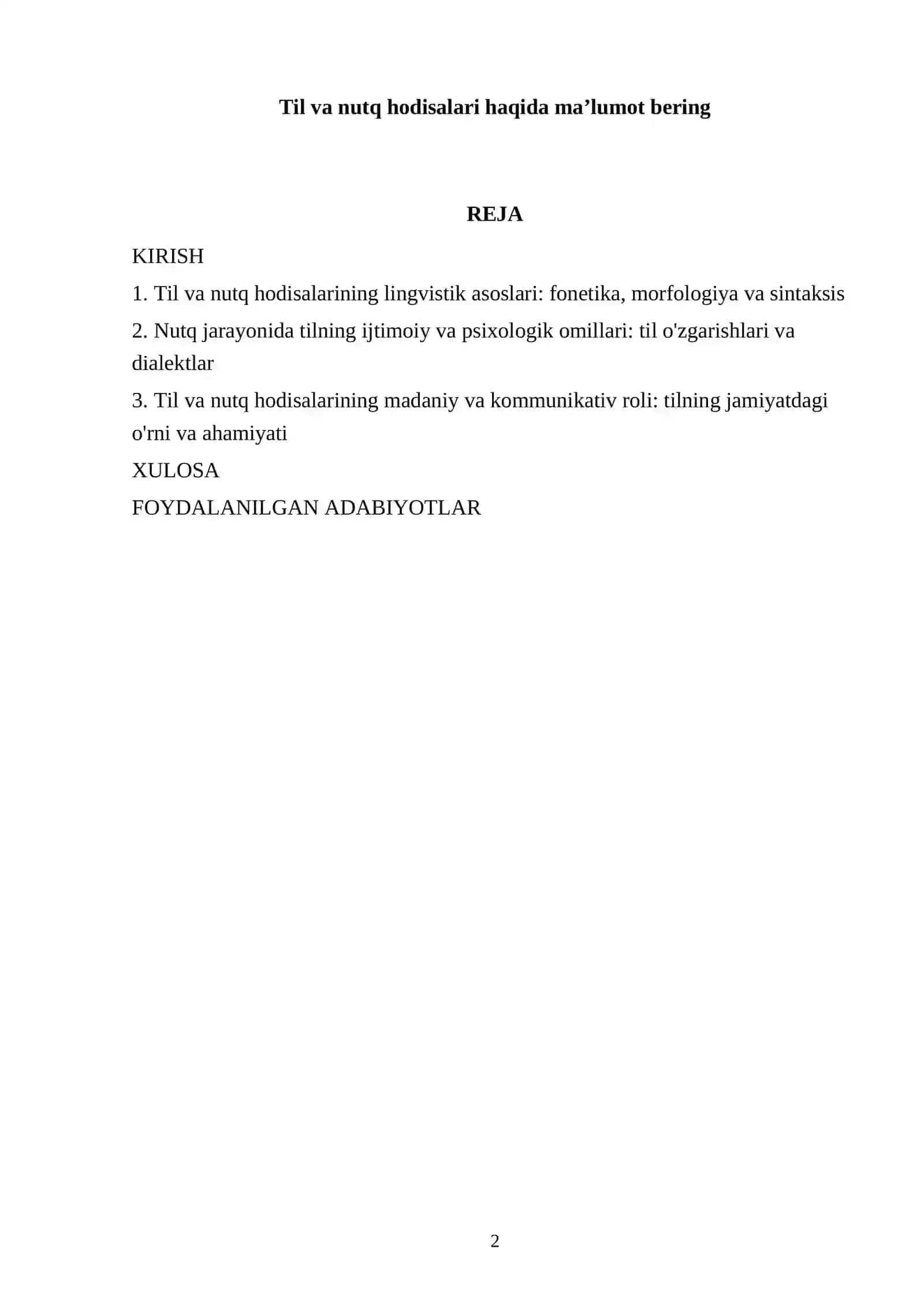 Til va nutq hodisalari haqida ma'lumot bering 2
