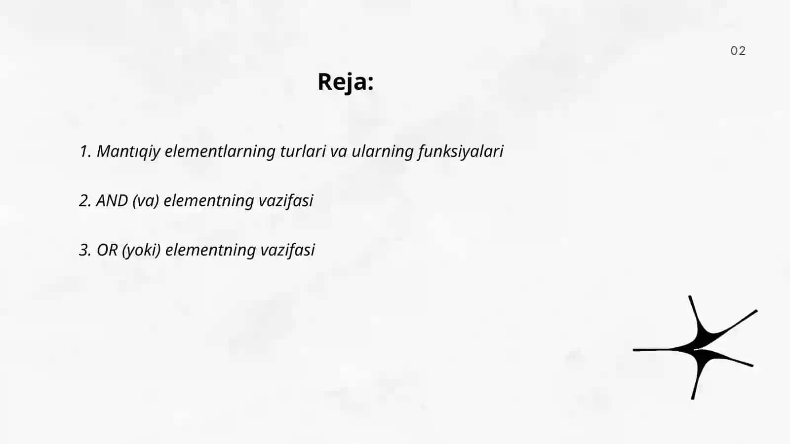 Mantiqiy elementlarning funksiyalari 2