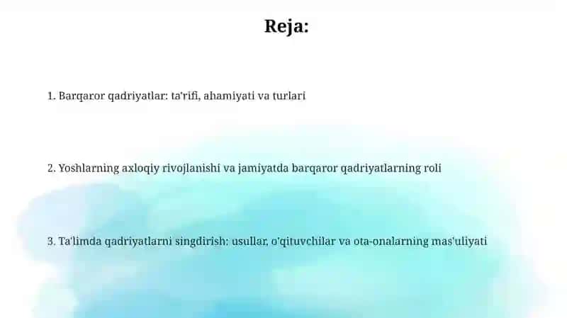 Yoshlar tarbiyasida barqaror qadriyatlarning ahamiyati 2