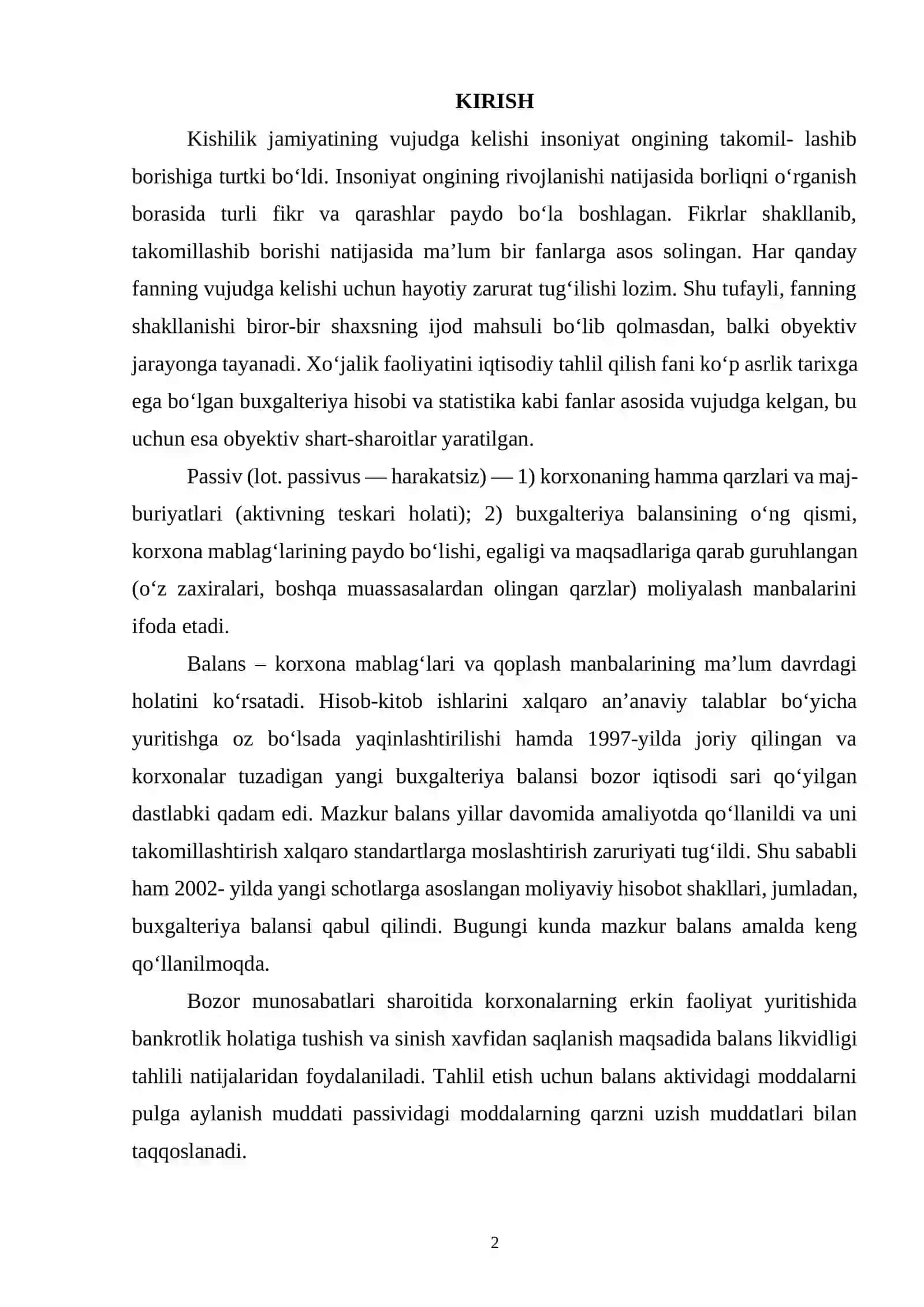 BALANS PASSIV MODDALARINING TAHLILI 2
