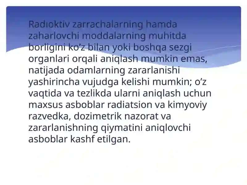 Dozimetriya metodlari.Dozimetrik asboblar tasnifi 2