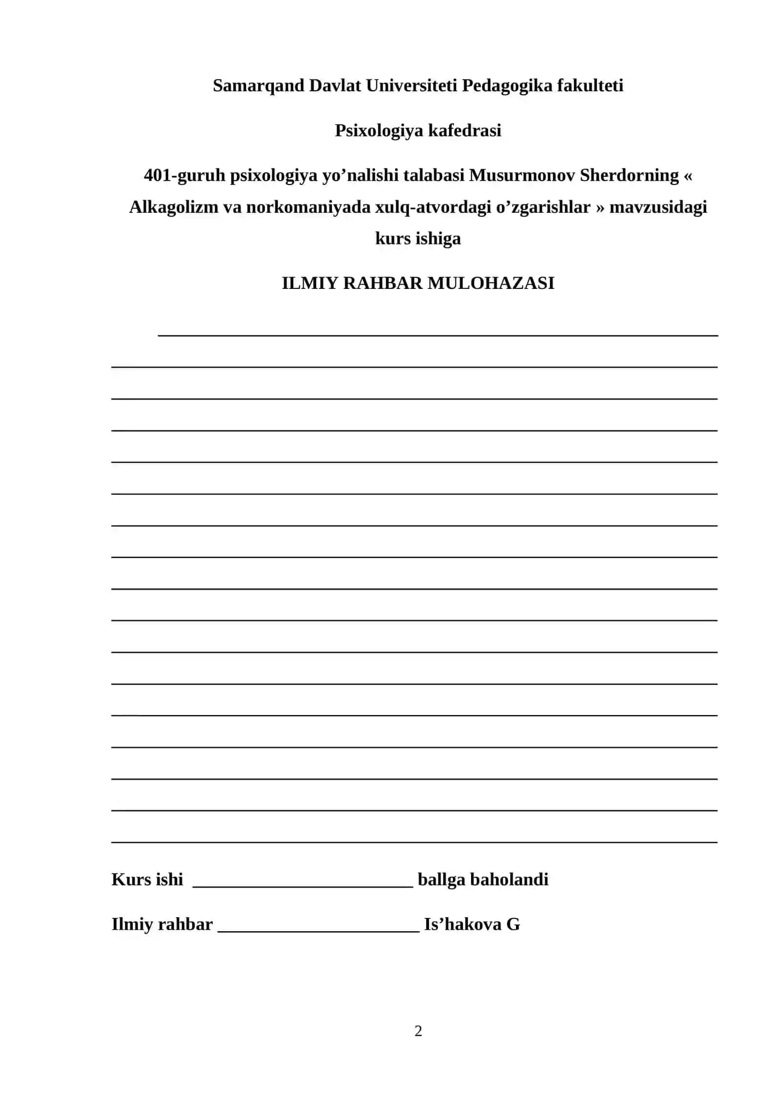 ALKAGOLIZM VA NORKOMANIYADA XULQ-ATVORDAGI O’ZGARISHLAR 2