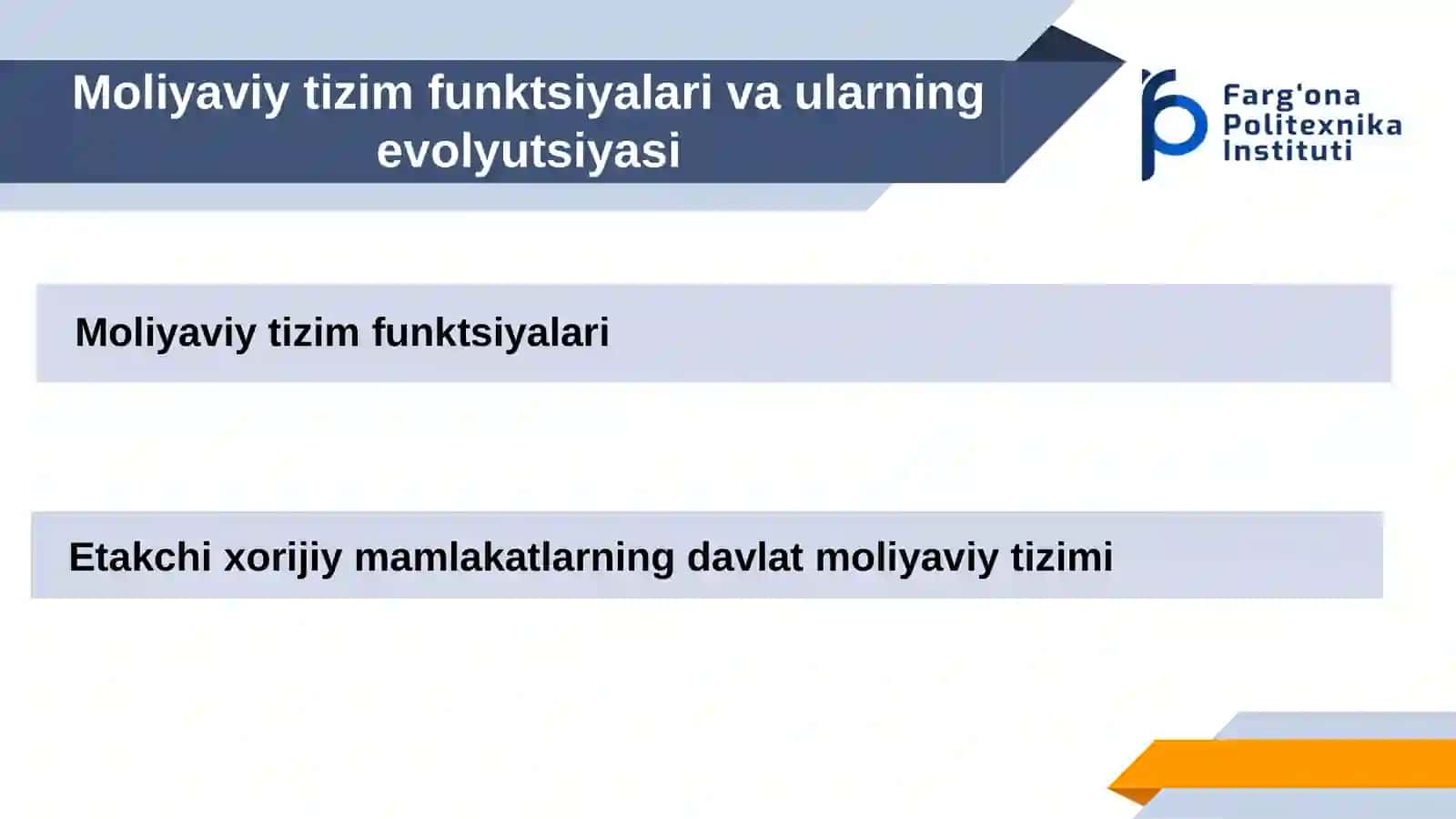 Moliyaviy tizim funktsiyalari va ularning evolyutsiyasi 2