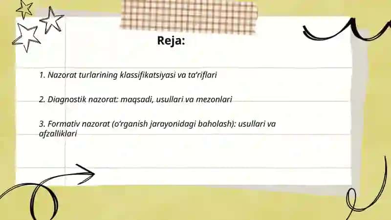 Oʻquv tarbiyaviy fanlarni amalga oshirishda nazorat turlari 2
