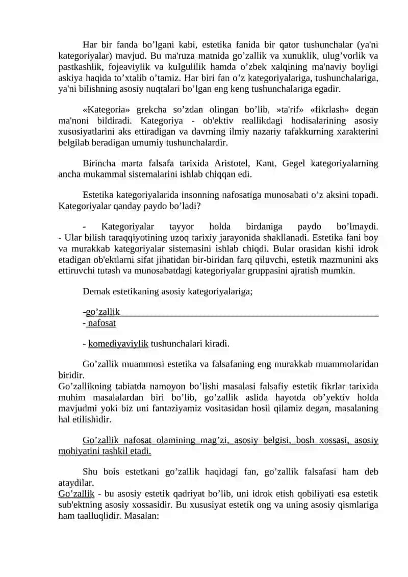 ESTETIKANING ASOSIY TUSHUNCHALARI 2