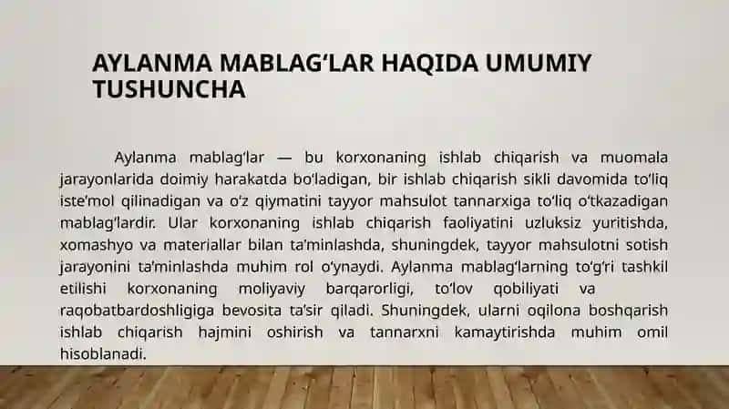 Aylanma mablag'lardan foydalanish ko'rsatkichlari va ulaming aylanishini tezlashtirish yo'llari. 2