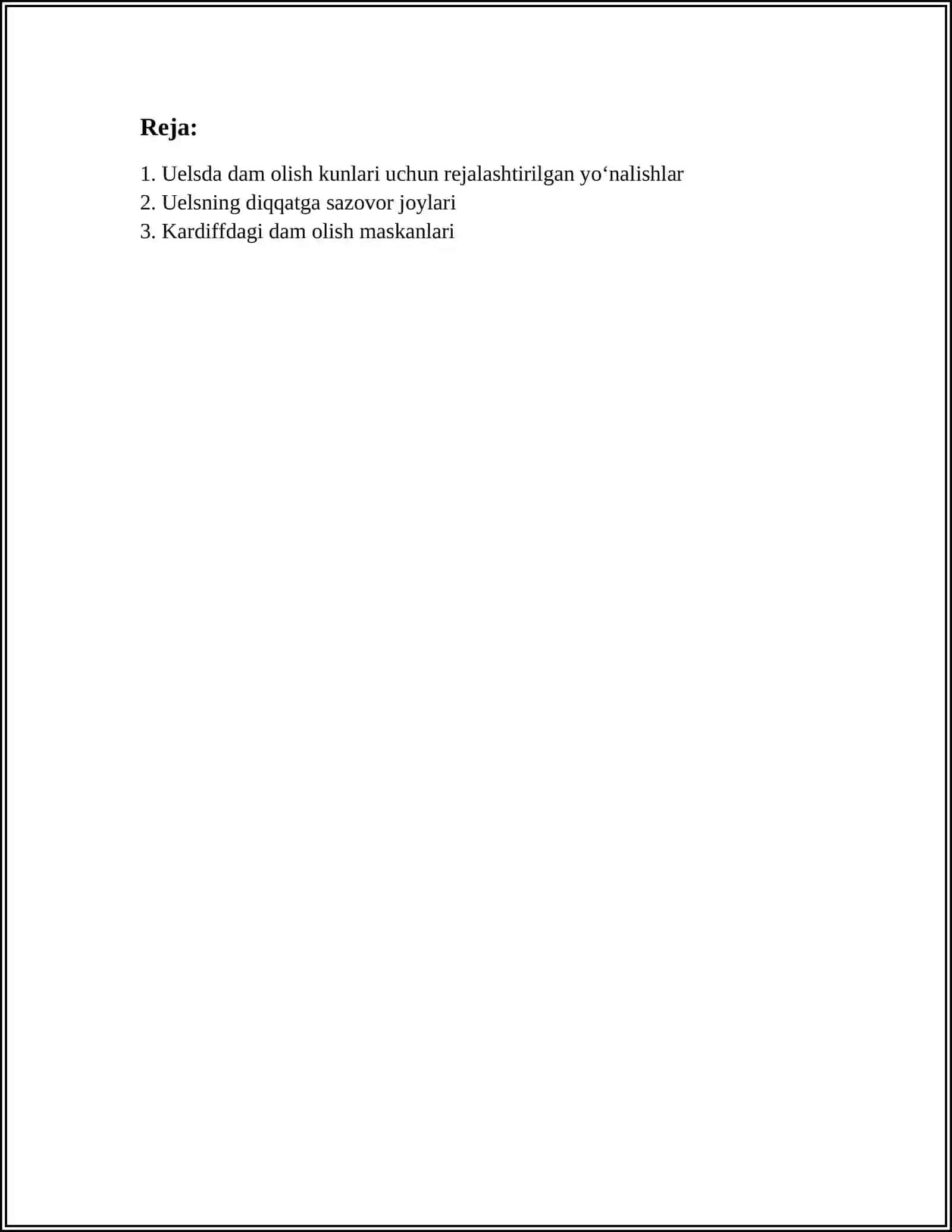 PROJECT WORK A WEEKEND IN WHALES 2