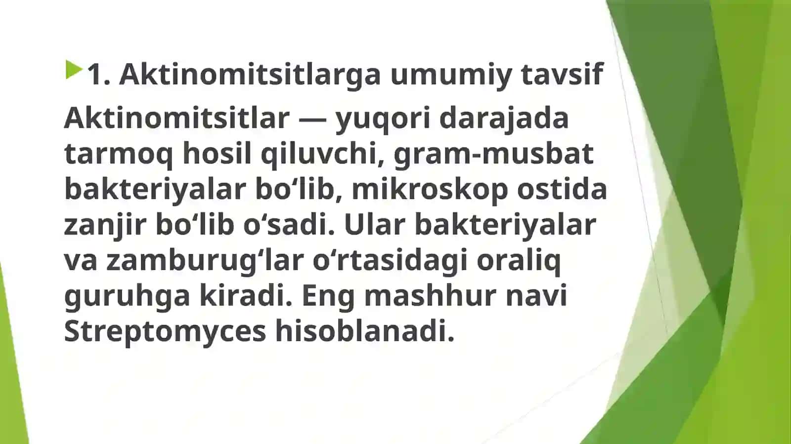 Aktinomitsitlarning sanoatda va qishloq  xo’jaligida ahamiyati 2