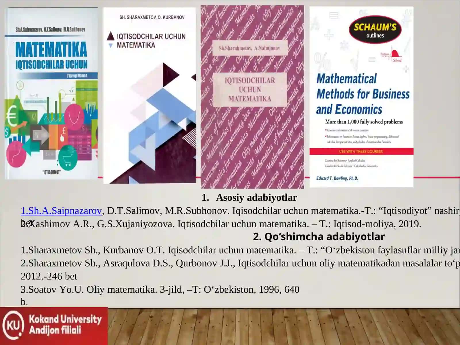 Iqtisodchilar uchun Matematika 2