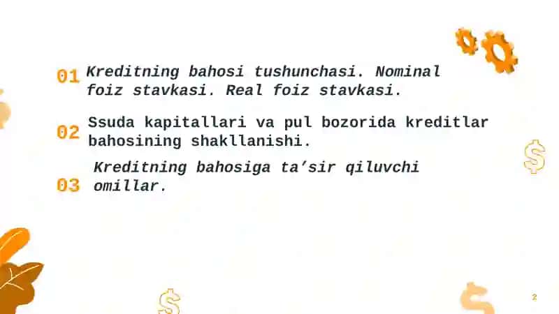 Kreditning bahosi va unga ta’sir qiluvchi omillar 2