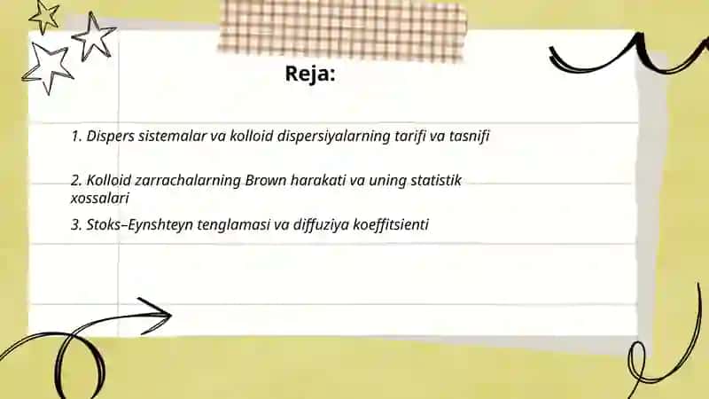 Dispers sistemalar.Kolloid dispers sistemalarning molekulyar-kinetik xossalari 2
