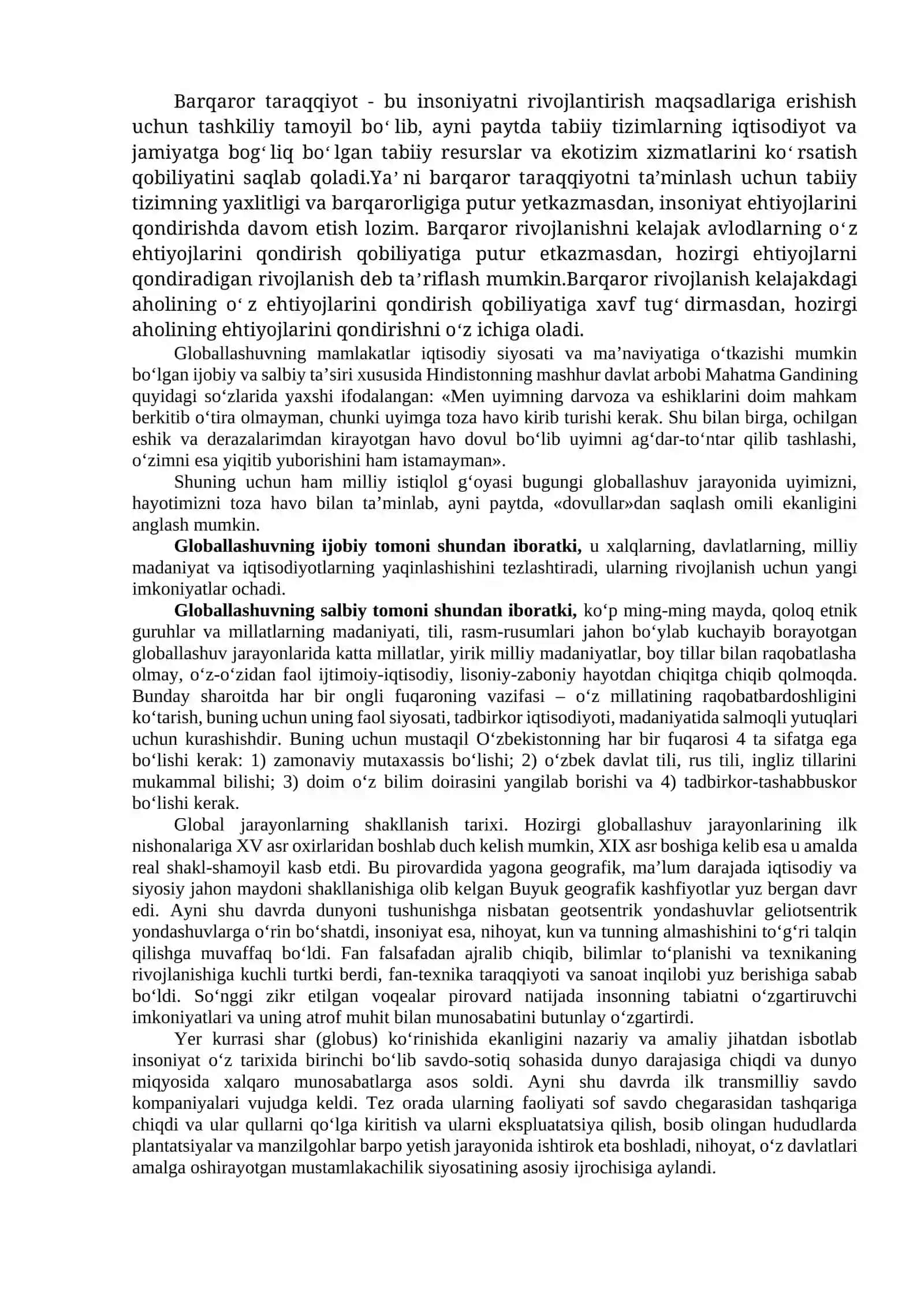 Globallashuv va barqaror taraqqiyot falsafasi 2